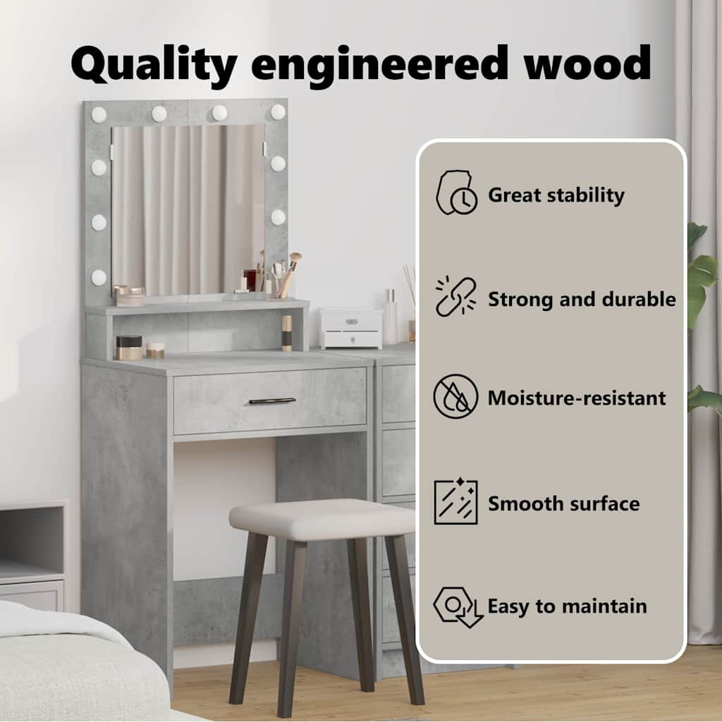Dressing Table Concrete Grey 50 x 41 x 135 cm Engineered Wood