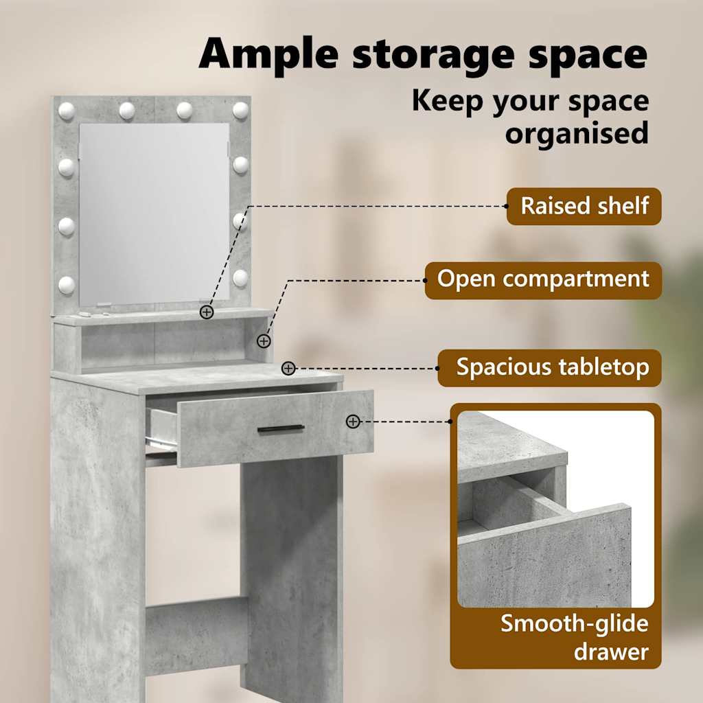 Dressing Table Concrete Grey 50 x 41 x 135 cm Engineered Wood