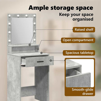 Dressing Table Concrete Grey 50 x 41 x 135 cm Engineered Wood