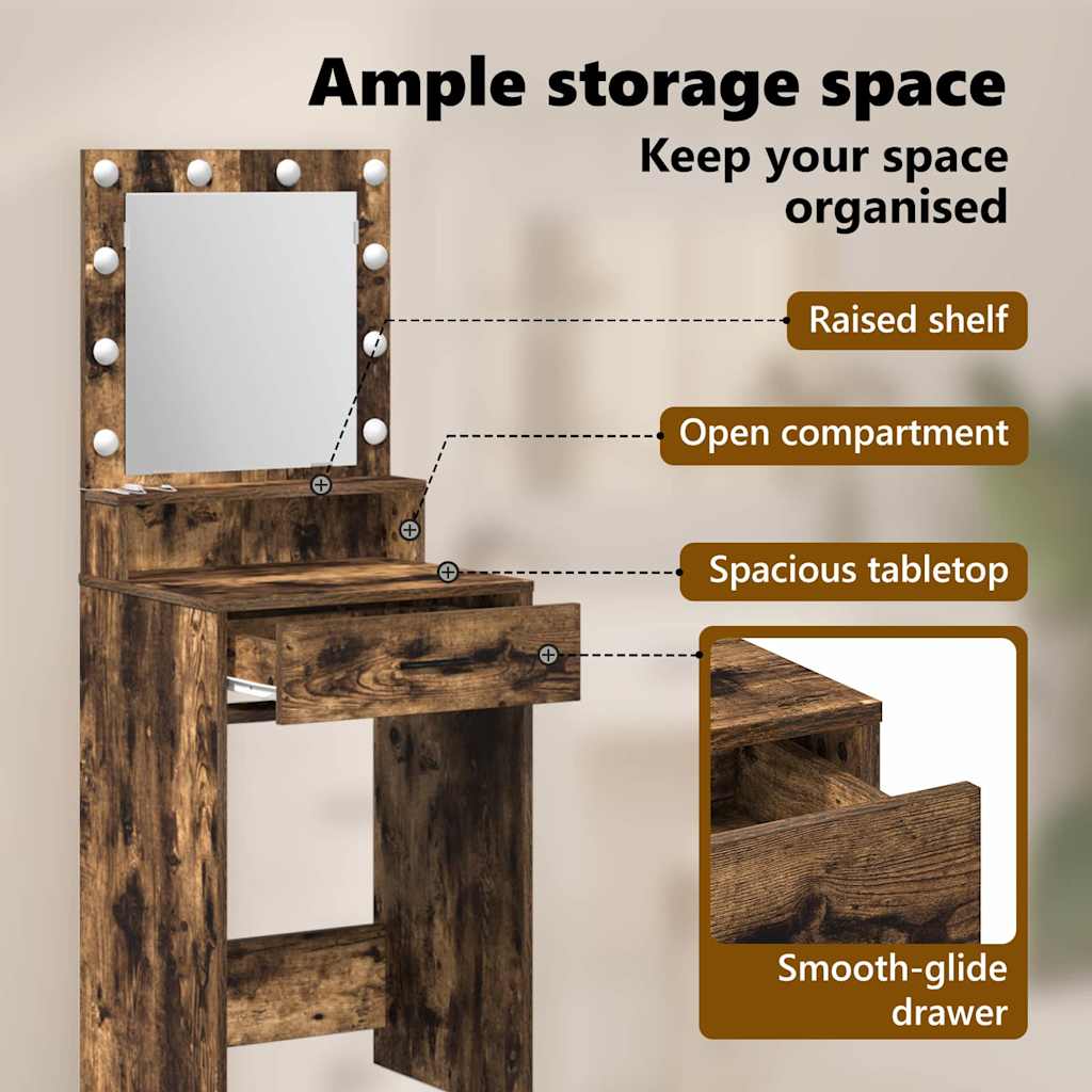 Dressing Table Smoked Oak 50 x 41 x 135 cm Engineered Wood