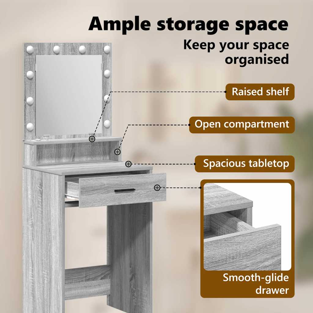 Dressing Table Grey Sonoma 50 x 41 x 135 cm Engineered Wood