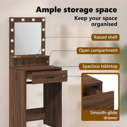 Dressing Table Brown Oak 50 x 41 x 135 cm Engineered Wood