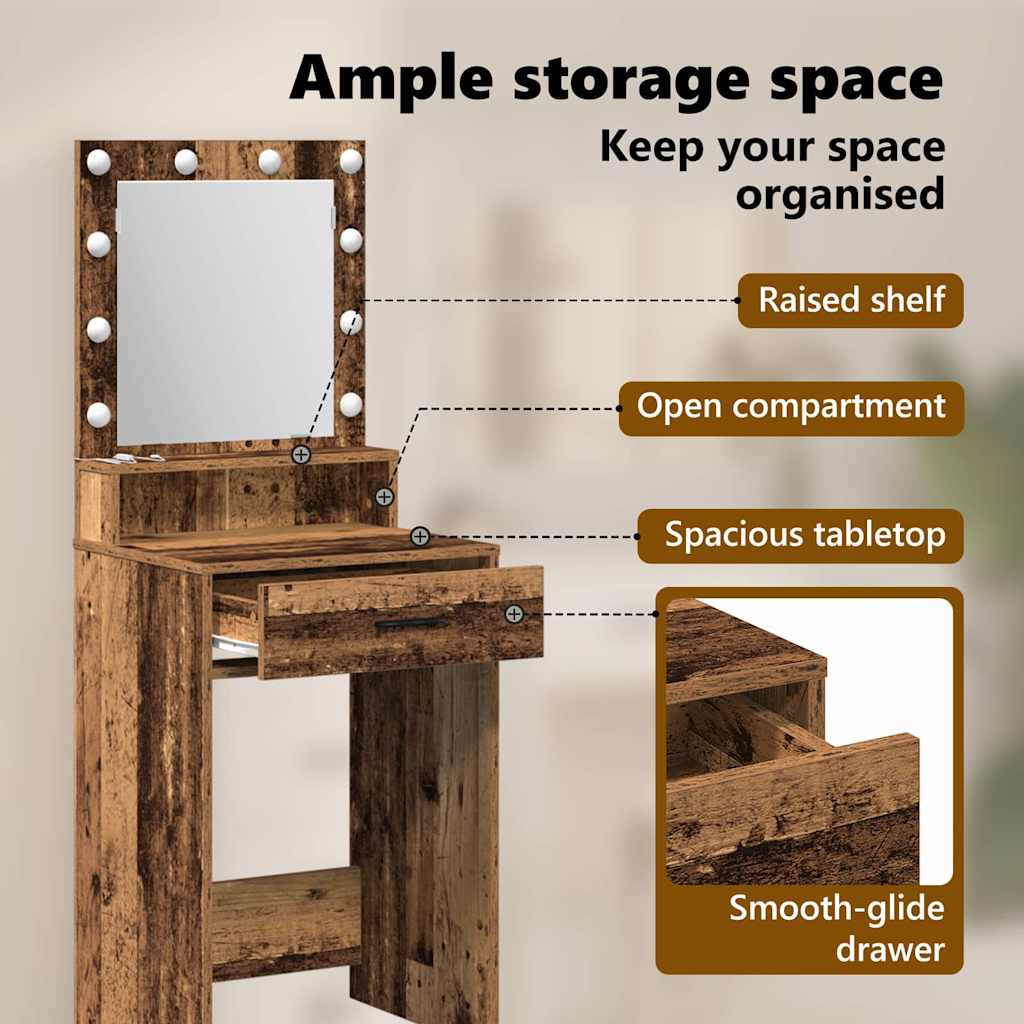Dressing Table Old Wood 50 x 41 x 135 cm Engineered Wood