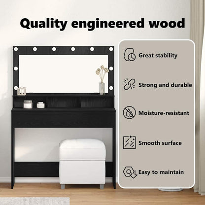 Dressing Table Black Oak 100 x 41 x 135 cm Engineered Wood