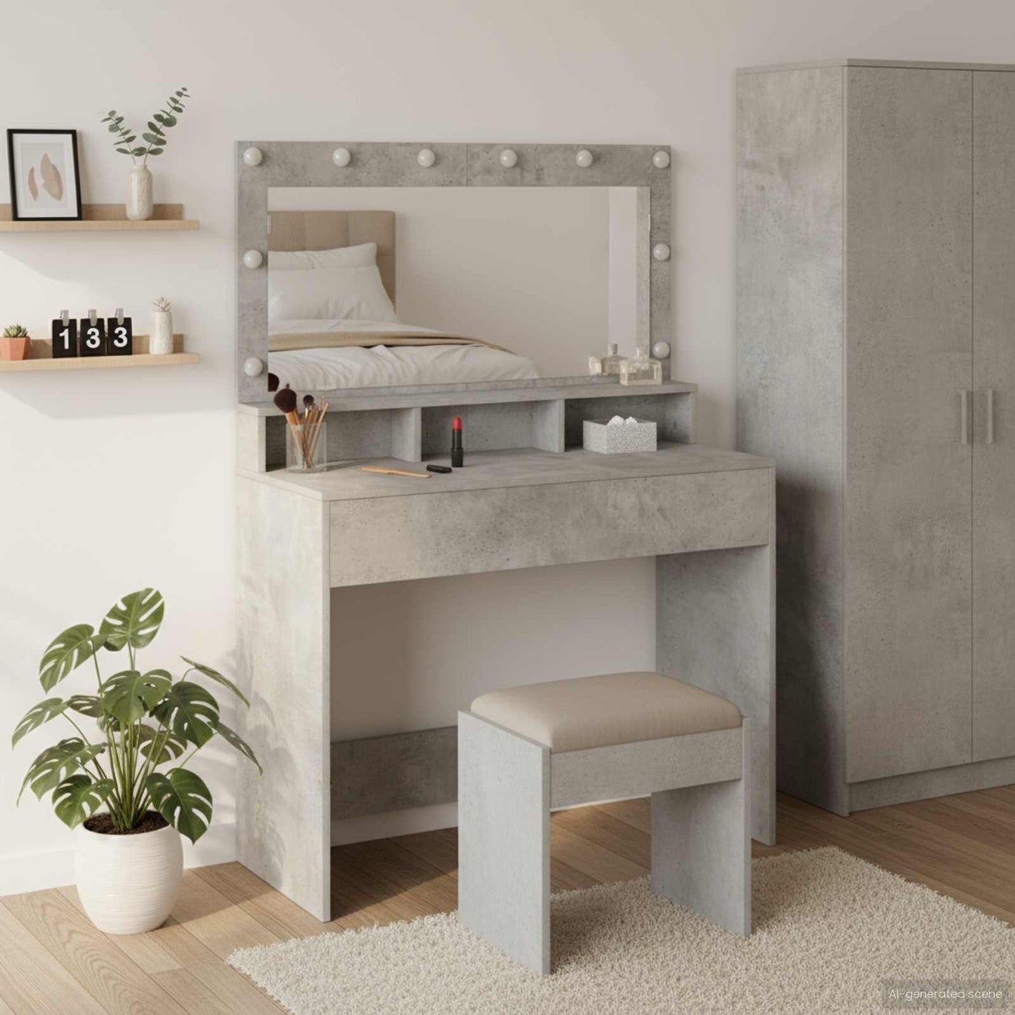 Dressing Table Concrete Grey 100 x 41 x 135 cm Engineered Wood