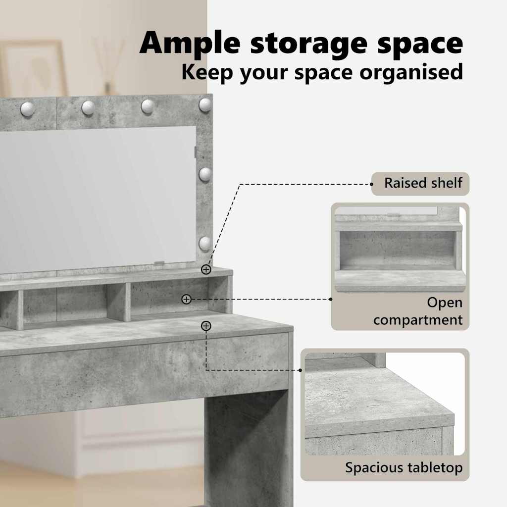 Dressing Table Concrete Grey 100 x 41 x 135 cm Engineered Wood