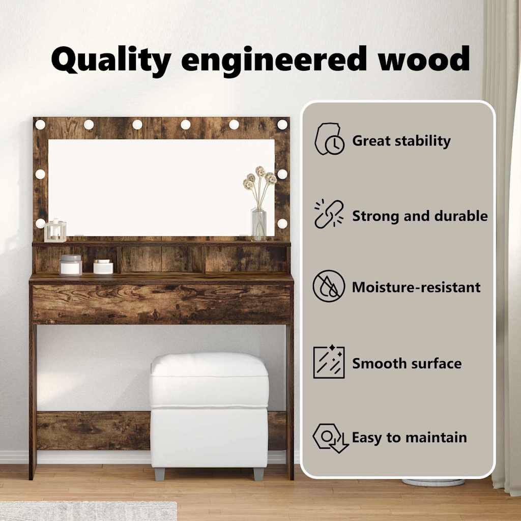 Dressing Table Smoked Oak 100 x 41 x 135 cm Engineered Wood