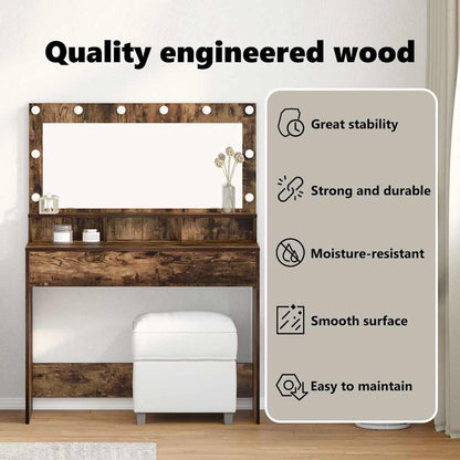 Dressing Table Smoked Oak 100 x 41 x 135 cm Engineered Wood