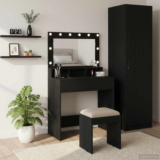 Dressing Table Black Oak 75.5 x 41 x 135 cm Engineered Wood