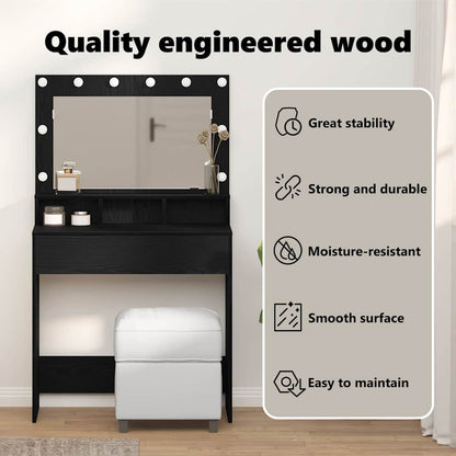 Dressing Table Black Oak 75.5 x 41 x 135 cm Engineered Wood