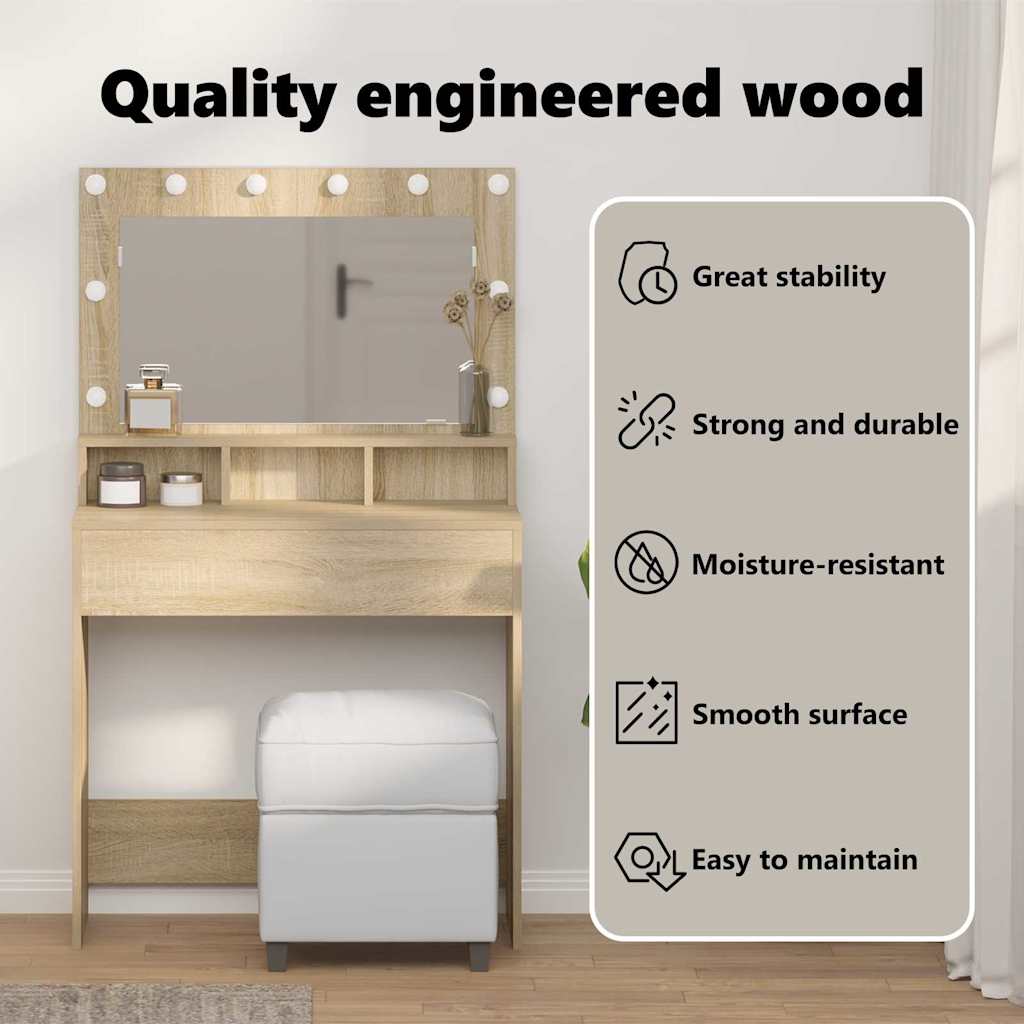 Dressing Table Sonoma Oak 75.5 x 41 x 135 cm Engineered Wood