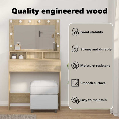 Dressing Table Sonoma Oak 75.5 x 41 x 135 cm Engineered Wood