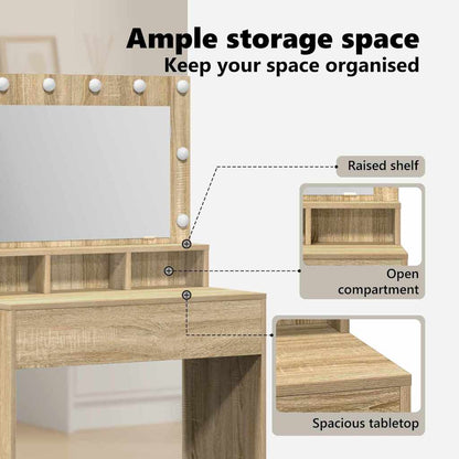 Dressing Table Sonoma Oak 75.5 x 41 x 135 cm Engineered Wood