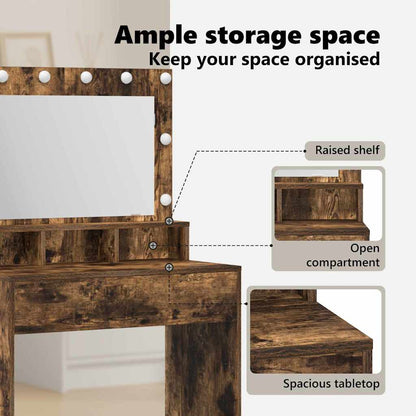 Dressing Table Smoked Oak 75.5 x 41 x 135 cm Engineered Wood