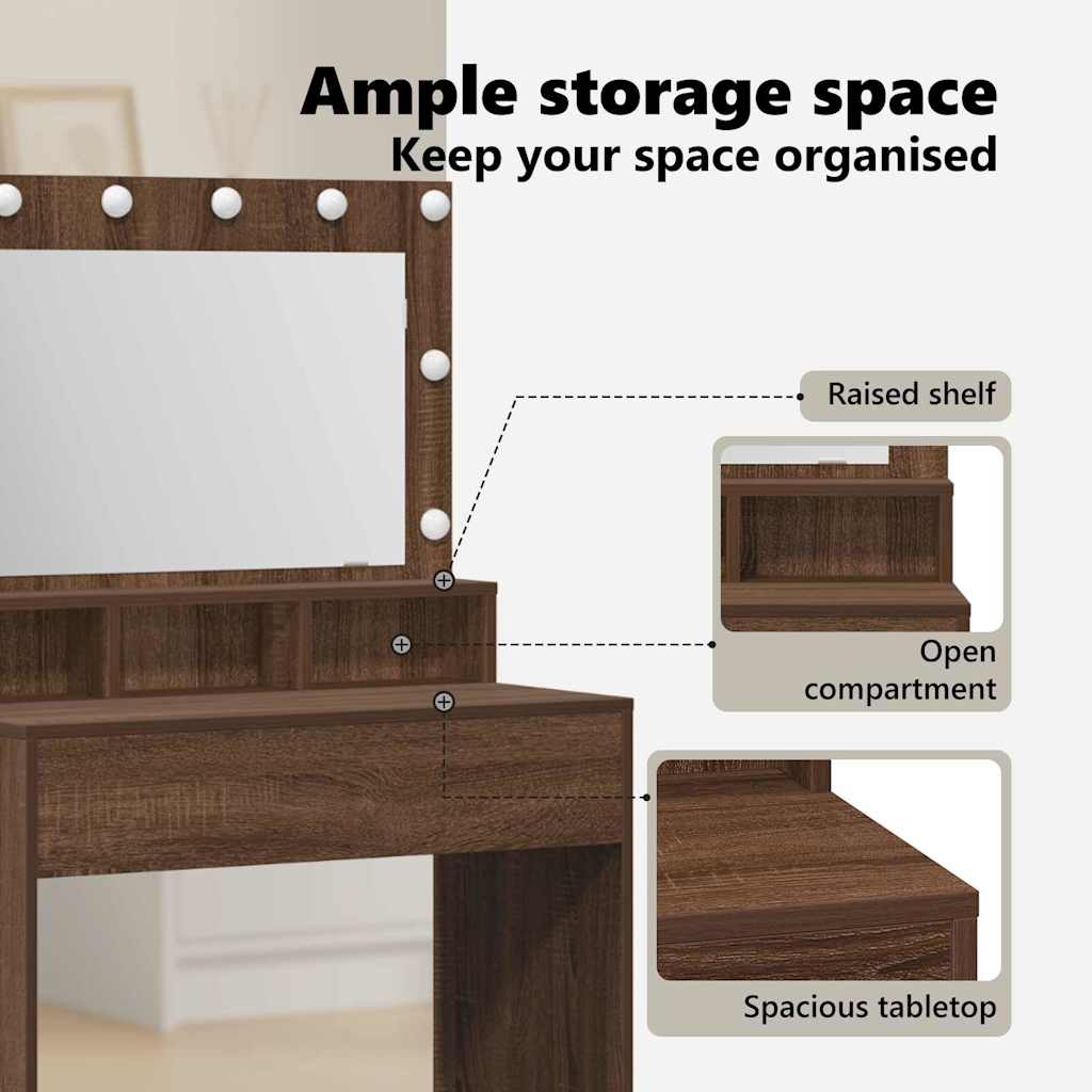 Dressing Table Brown Oak 75.5 x 41 x 135 cm Engineered Wood