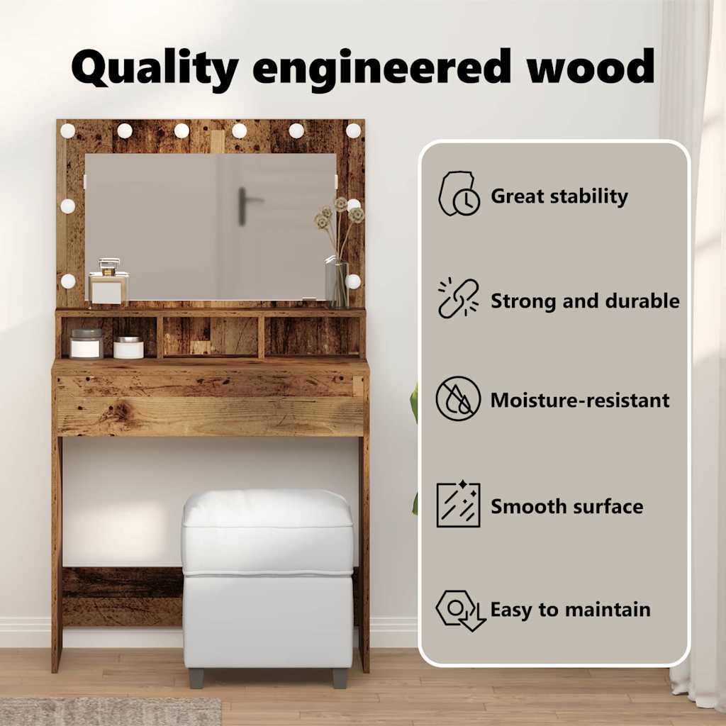 Dressing Table Old Wood 75.5 x 41 x 135 cm Engineered Wood