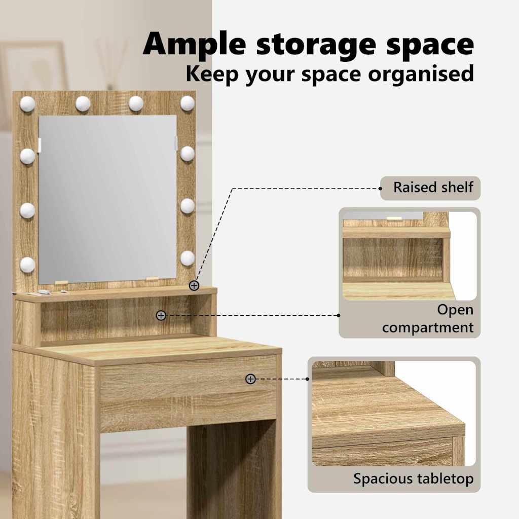 Dressing Table Sonoma Oak 50 x 41 x 135 cm Engineered Wood