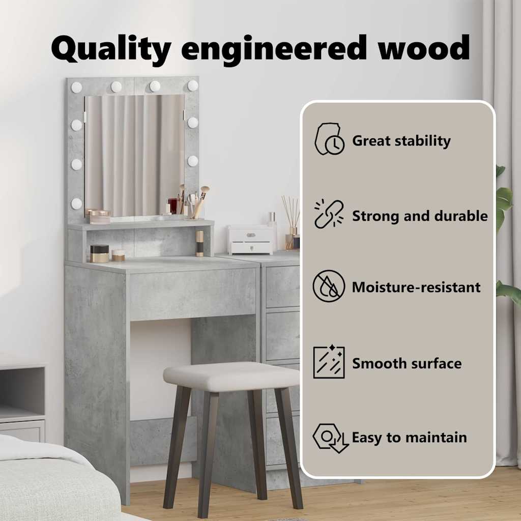 Dressing Table Concrete Grey 50 x 41 x 135 cm Engineered Wood