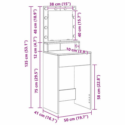 Dressing Table Concrete Grey 50 x 41 x 135 cm Engineered Wood