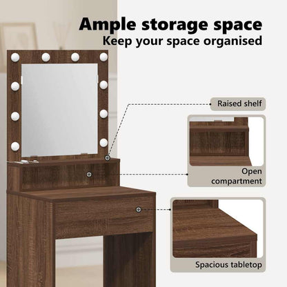 Dressing Table Brown Oak 50 x 41 x 135 cm Engineered Wood