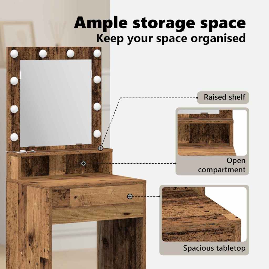 Dressing Table Old Wood 50 x 41 x 135 cm Engineered Wood