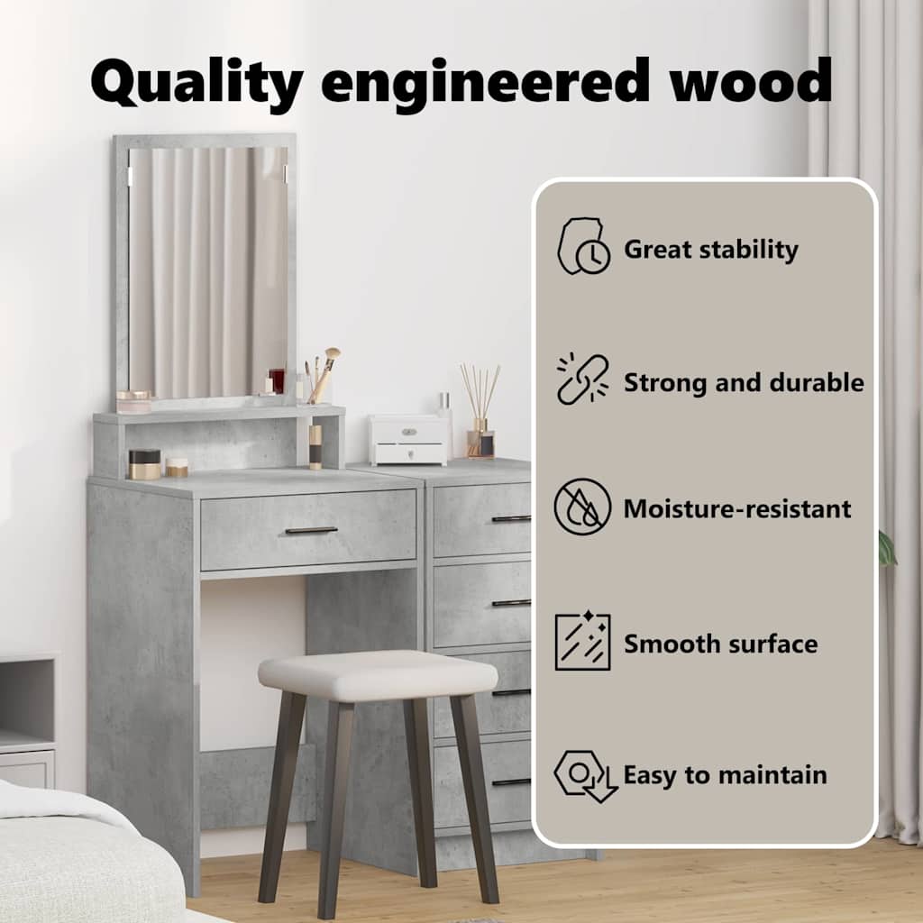 Dressing Table Concrete Grey 50 x 41 x 140 cm Engineered Wood