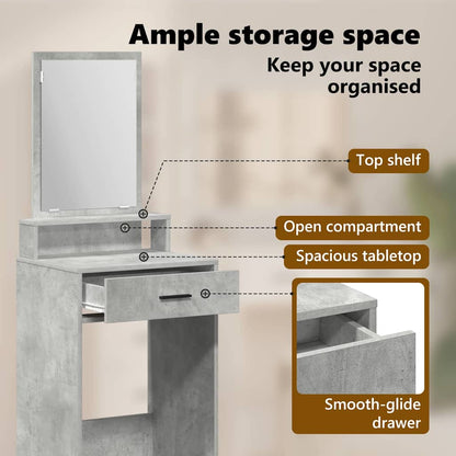 Dressing Table Concrete Grey 50 x 41 x 140 cm Engineered Wood