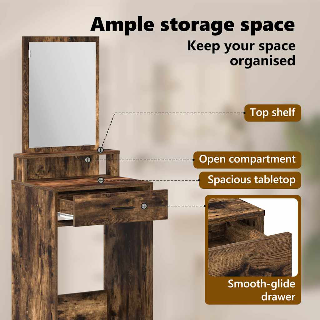 Dressing Table Smoked Oak 50 x 41 x 140 cm Engineered Wood