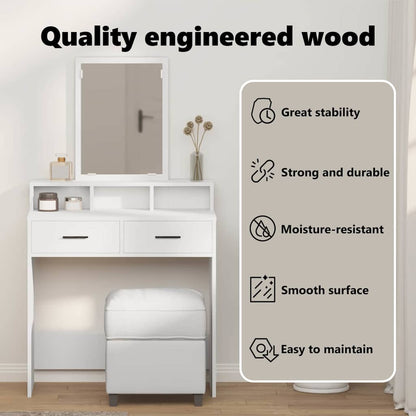 Dressing Table White 79 x 41 x 140 cm Engineered Wood