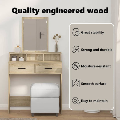 Dressing Table Sonoma Oak 79 x 41 x 140 cm Engineered Wood
