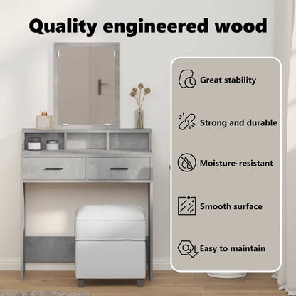 Dressing Table Concrete Grey 79 x 41 x 140 cm Engineered Wood