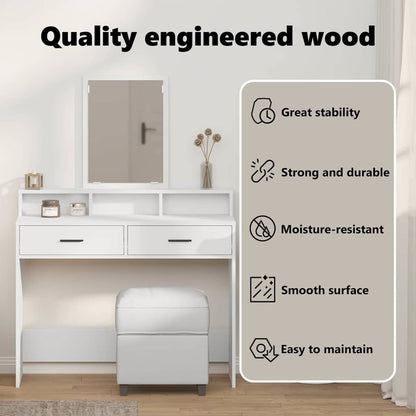 Dressing Table White 100 x 41 x 140 cm Engineered Wood