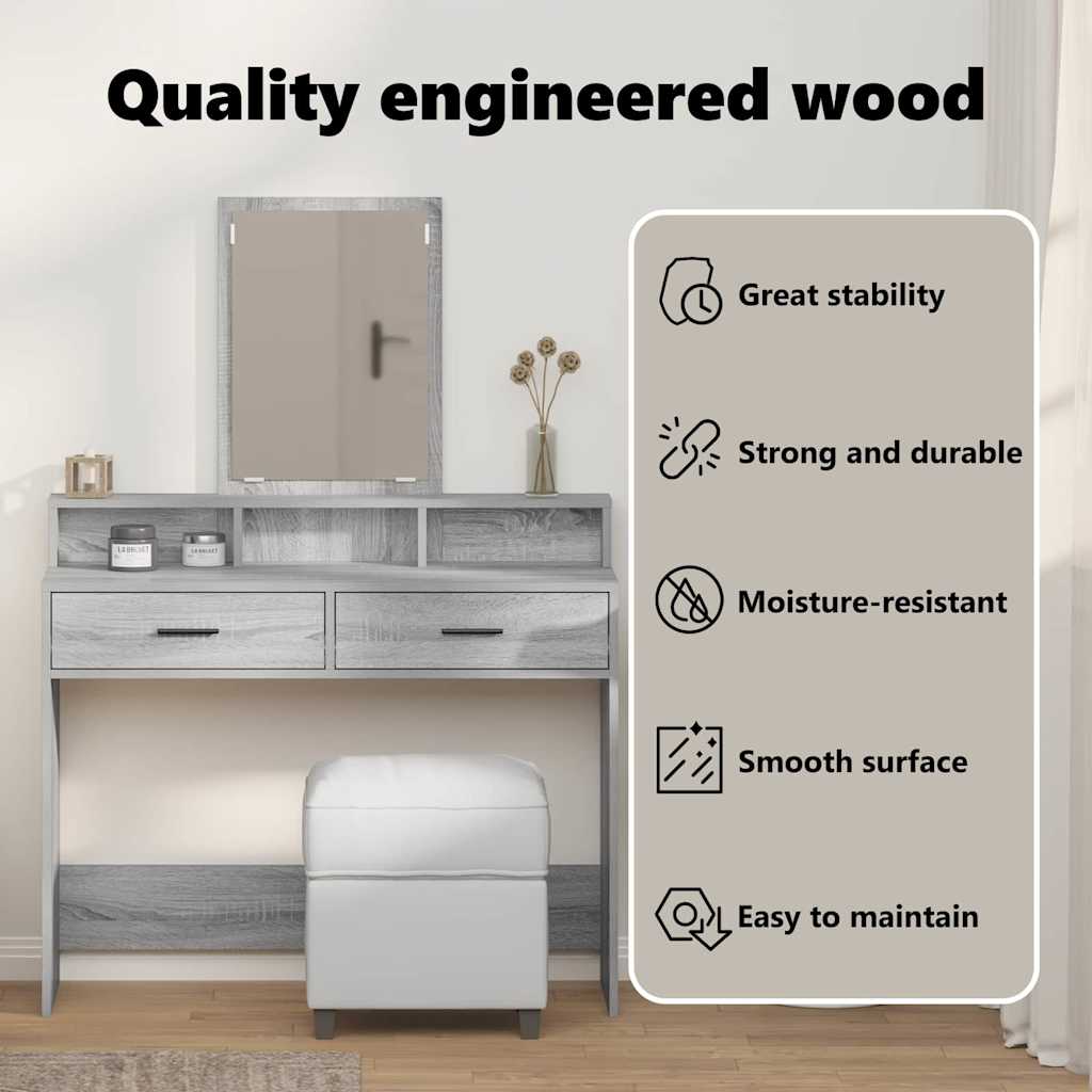 Dressing Table Grey Sonoma 100 x 41 x 140 cm Engineered Wood