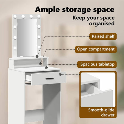 Dressing Table White 50 x 41 x 140 cm Engineered Wood