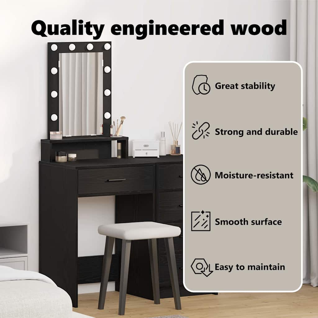 Dressing Table Black 50 x 41 x 140 cm Engineered Wood