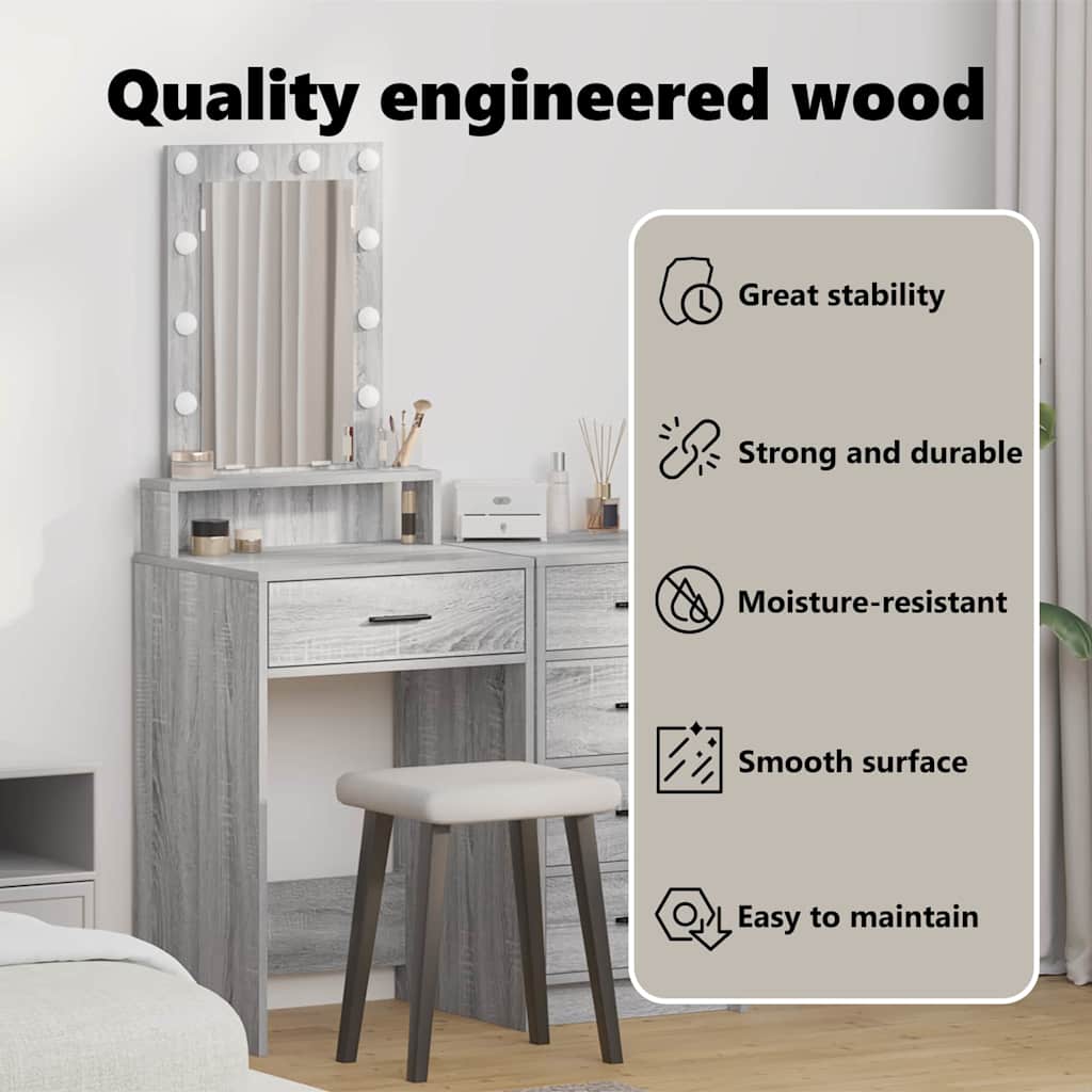 Dressing Table Grey 50 x 41 x 140 cm Engineered Wood