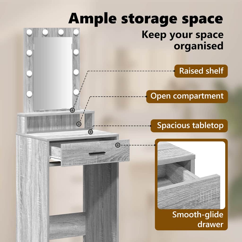 Dressing Table Grey 50 x 41 x 140 cm Engineered Wood
