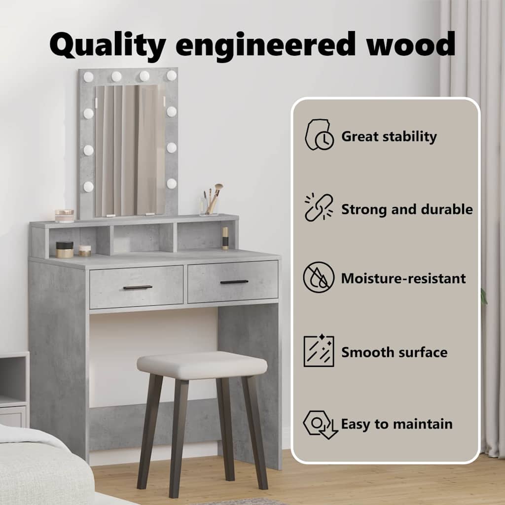 Dressing Table Grey 79 x 41 x 140 cm Engineered Wood
