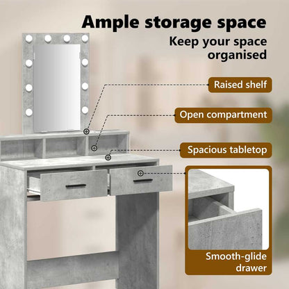 Dressing Table Grey 79 x 41 x 140 cm Engineered Wood