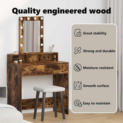 Dressing Table Brown 79 x 41 x 140 cm Engineered Wood