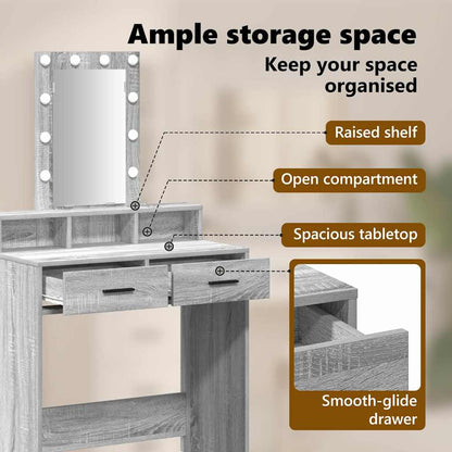 Dressing Table Grey 79 x 41 x 140 cm Engineered Wood