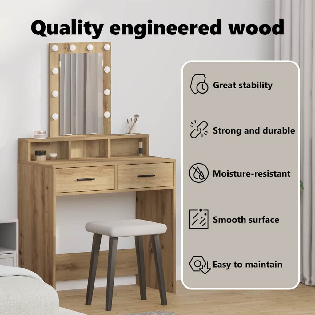 Dressing Table Brown 79 x 41 x 140 cm Engineered Wood