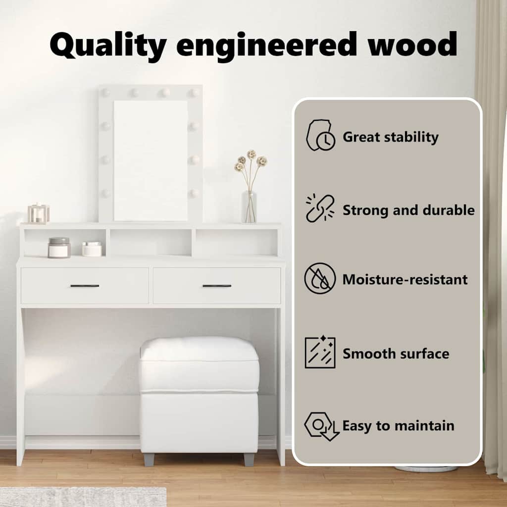 Dressing Table White 100 x 41 x 140 cm Engineered Wood