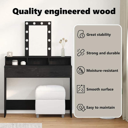 Dressing Table Black 100 x 41 x 140 cm Engineered Wood