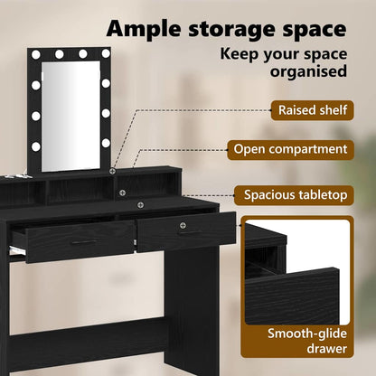 Dressing Table Black 100 x 41 x 140 cm Engineered Wood