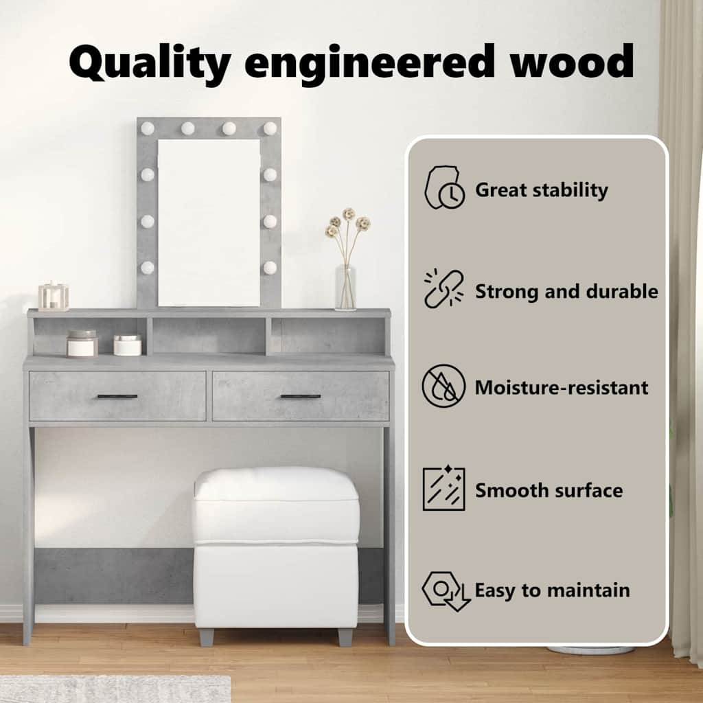 Dressing Table Grey 100 x 41 x 140 cm Engineered Wood