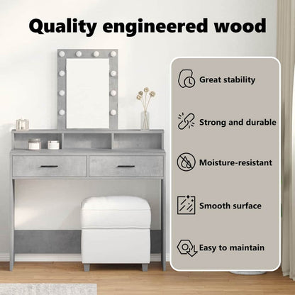 Dressing Table Grey 100 x 41 x 140 cm Engineered Wood