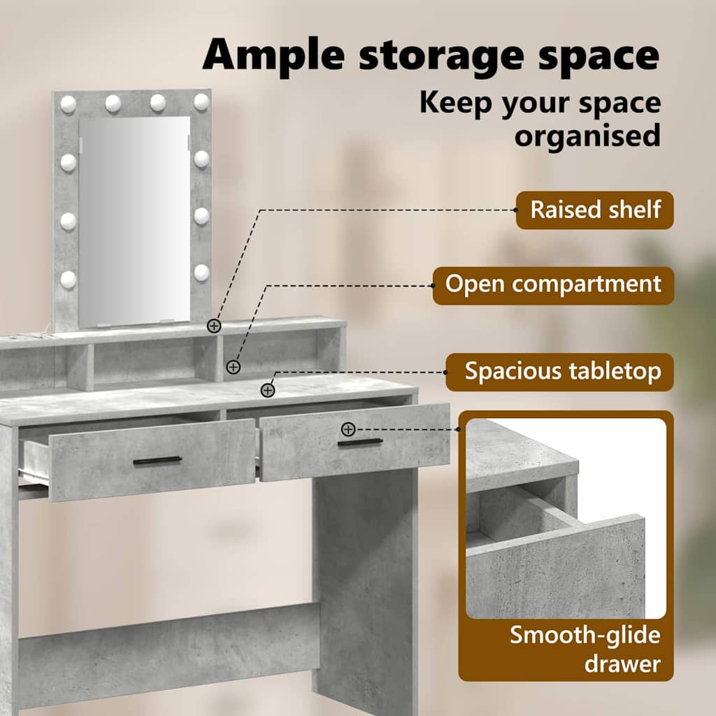 Dressing Table Grey 100 x 41 x 140 cm Engineered Wood