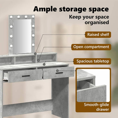 Dressing Table Grey 100 x 41 x 140 cm Engineered Wood