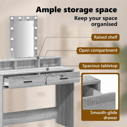 Dressing Table Grey 100 x 41 x 140 cm Engineered Wood